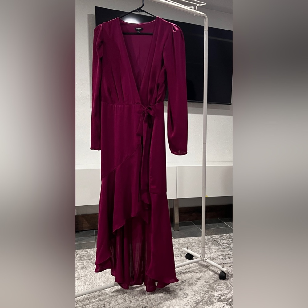 Express Deep Red Long Sleeve Dress